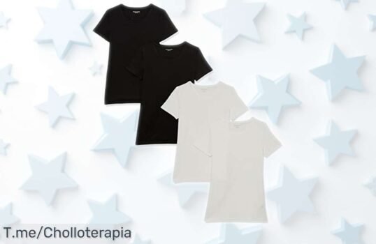 Pack de 4 camisetas Amazon Essentials mujer XXL blanco y negro con tela supersuave, clásico que nunca falla y precio rebajado ¡Oferta limitada para renovar tu armario al mejor precio!