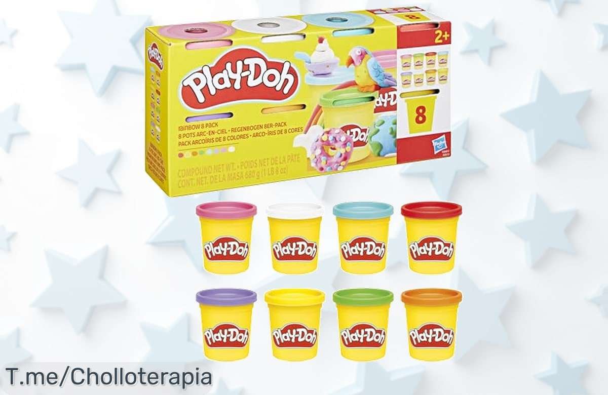 Pack de 8 botes PlayDoh con colores vibrantes y textura increíble aprovecha este ofertón nunca visto con un descuento brutal en precio loco compra ya antes que se agoten