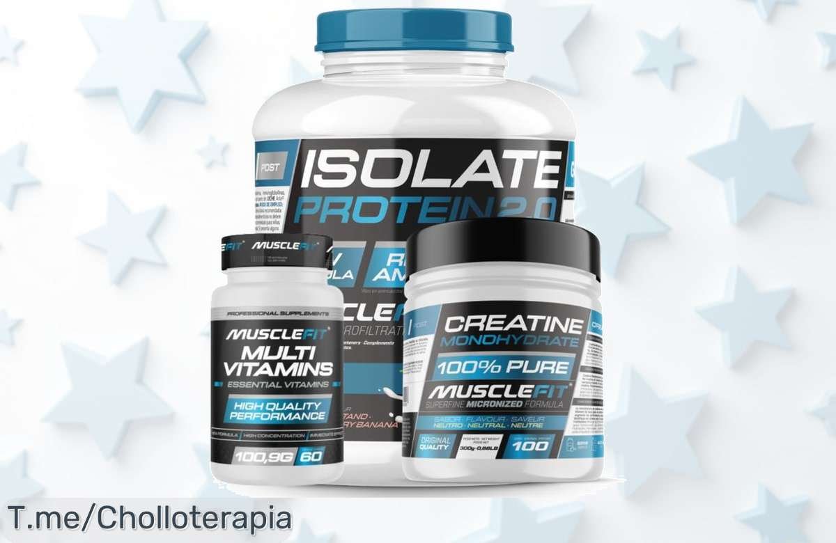 Pack súper completo de isolate creatina y multivitaminas con descuento brutal para ganar músculo y energía rápido precio loco que no puedes perder oferta limitada compra ya este super chollo
