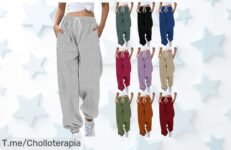 Pantalón chandal mujer con cintura elástica para correr y fitness súper ligero oferta nunca vista precio de ganga descuento brutal aprovecha ya este super chollo limitado