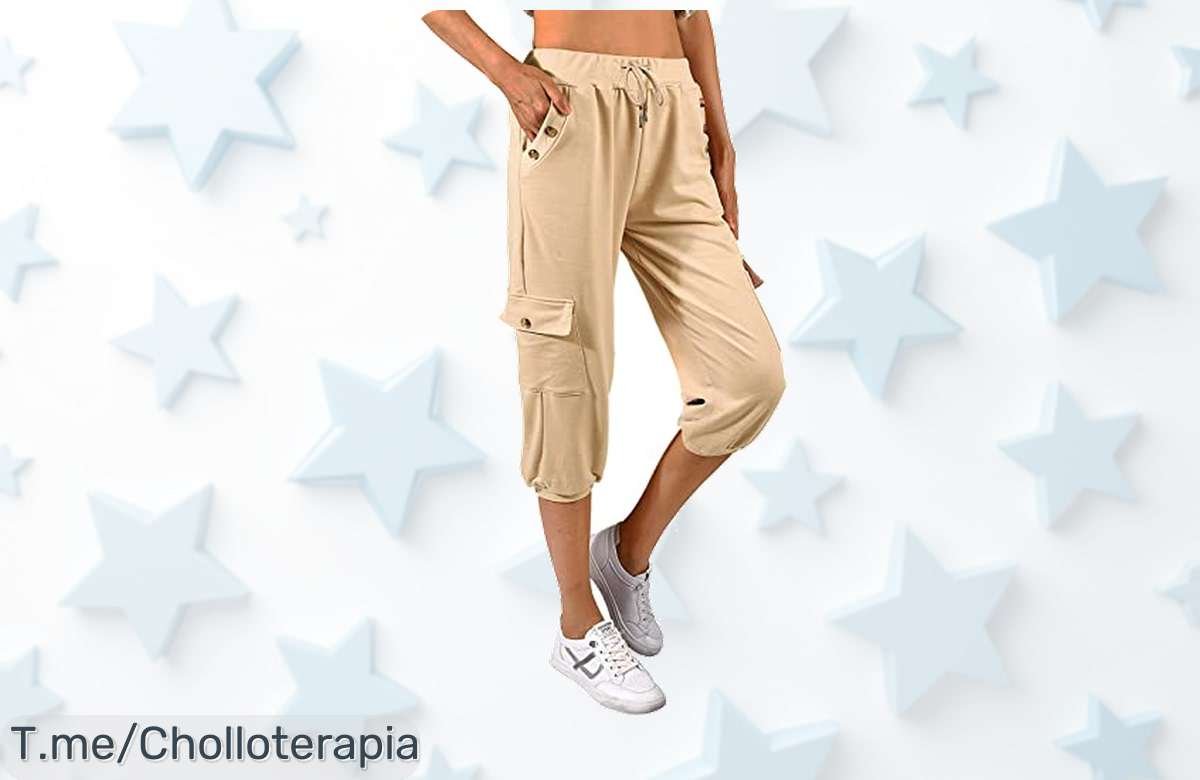 Pantalón pirata mujer con cintura elástica y bolsillos prácticos en un descuentazo brutal aprovecha este ofertón nunca visto antes precio loco ¡corre que vuelan!