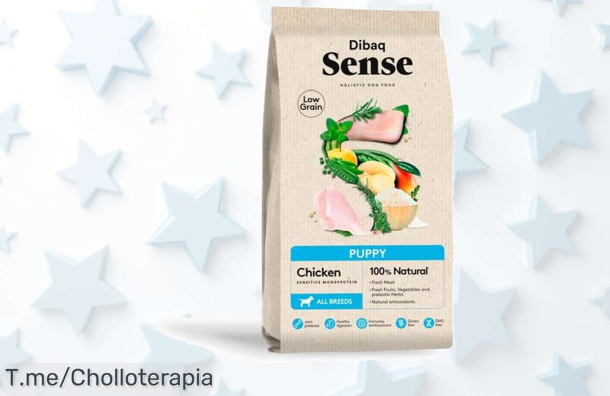 Pienso de pollo para cachorros Dibaq Sense low grain con caída de precio brutal crece sano y feliz no pierdas este ofertón ni el super chollo limitado actúa ya