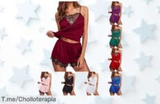 Pijama de satén para mujer con encaje y tirantes ajustables pantalones cortos que no aprietan a precio de ganga corre ya por este ofertón nunca visto antes y exclusiva oferta limitada