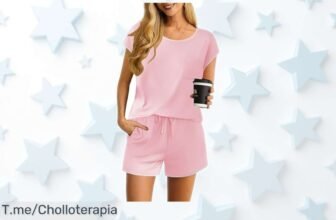 Pijama de verano mujer dos piezas rosa con bolsillos y diseño floral súper bonito precio rebajado oferta limitada para que no te pierdas este super chollo ¡corre que vuelan!