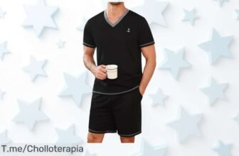 Pijama hombre verano Marvmys súper transpirable con bolsillos grandes y cuello en V estilo moderno fresco a precio loco oferta nunca vista corre antes que se agote