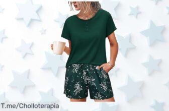 Pijama mujer verano algodón con bolsillos fresco y cómodo un super chollo con descuento brutal para que no esperes más oferta limitada compra ya precio loco nunca visto