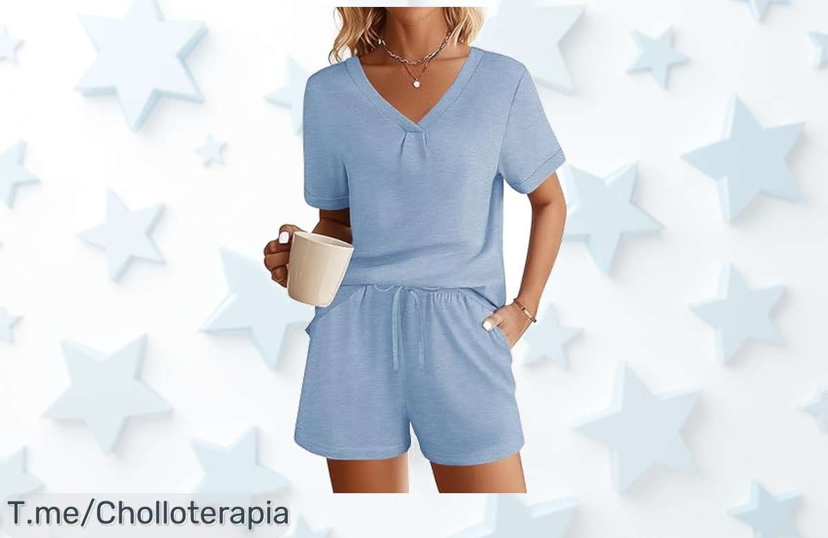 Pijama veraniego mujer con volantes y bolsillos diseño top que te hace sentir elegante en casa aprovecha este ofertón nunca visto precio loco descuento brutal corre ya que es oferta limitada