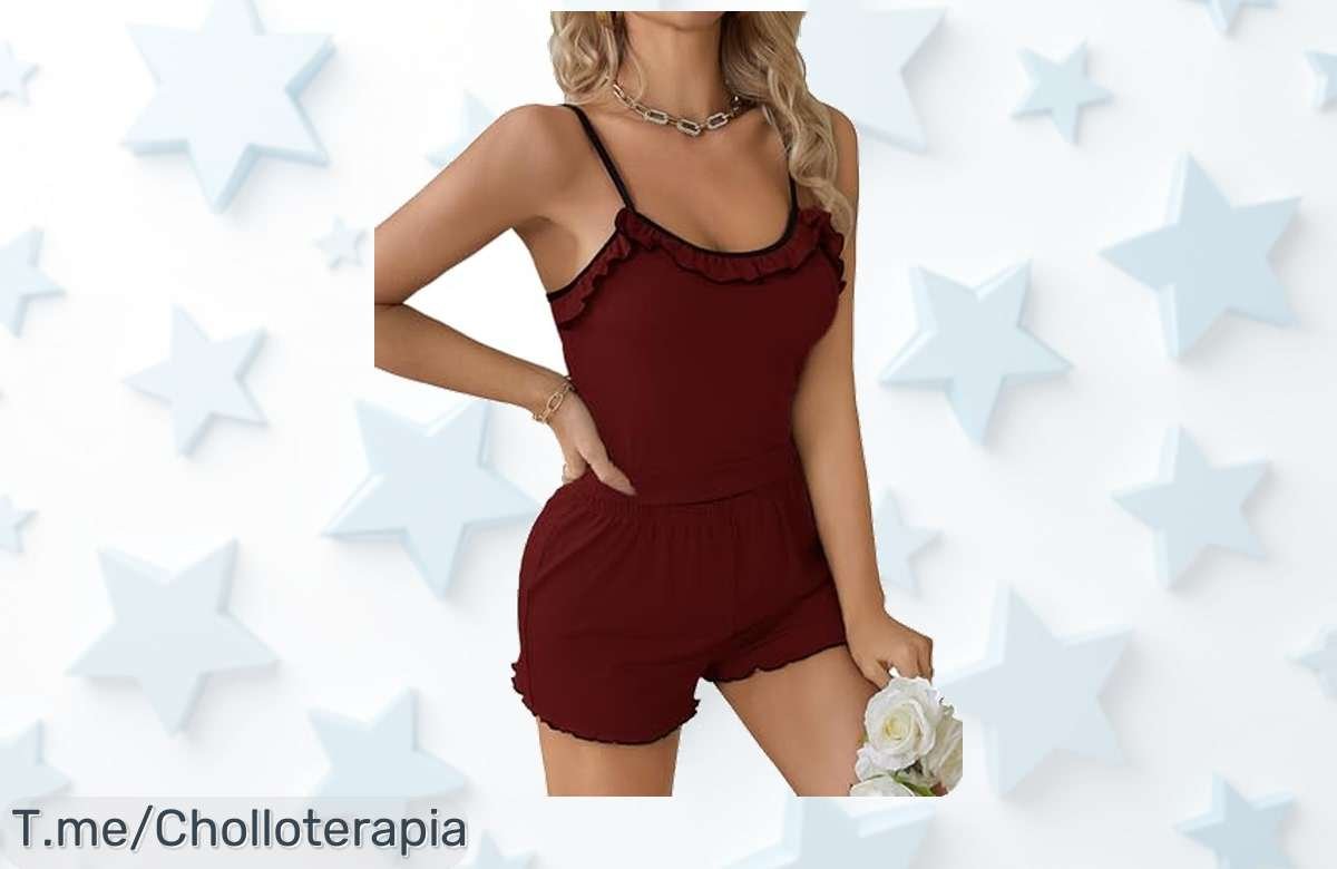 Pijama verano mujer dos piezas con tirantes ajustables y pantalón corto sexy oferta nunca vista precio loco para noches inolvidables aprovecha este super chollo ya