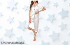 Pijama verano mujer satén dos piezas negro con material ligero que enamora precio de ganga nunca visto aprovecha este super chollo oferta limitada compra ya