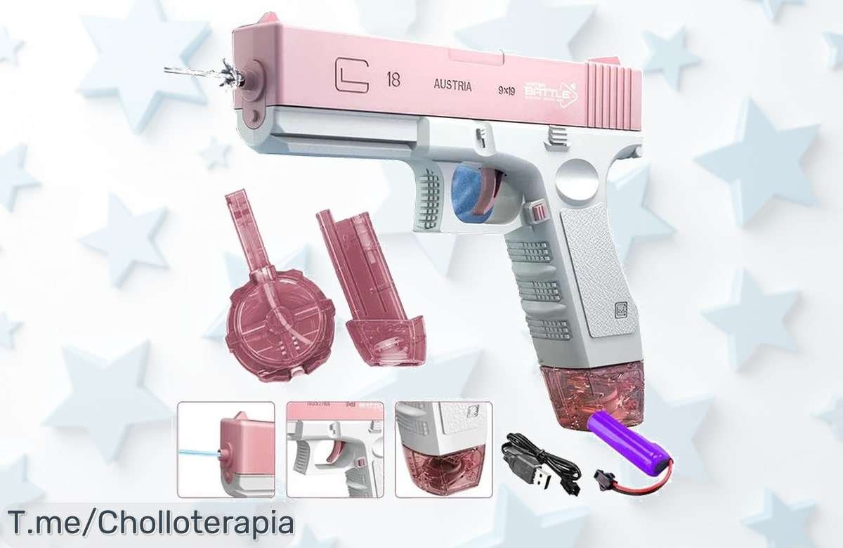 Pistola de agua eléctrica súper potente con succión automática precio loco y descuento brutal disfruta horas de diversión sin parar aprovecha este super chollo ya