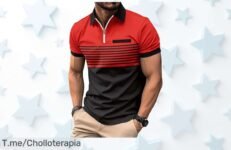 Polo slim fit con cremallera para hombre diseño moderno y fresco a precio loco disfruta de este ofertón único que mejora tu estilo corre aprovecha el descuento brutal antes que acabe