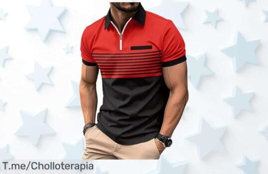 Polo slim fit con cremallera para hombre diseño moderno y fresco a precio loco disfruta de este ofertón único que mejora tu estilo corre aprovecha el descuento brutal antes que acabe