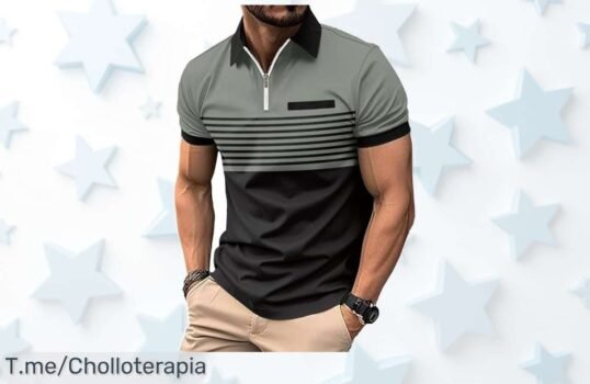 Polo slim fit con cremallera y rayas fresco para verano precio loco y descuento brutal oferta nunca vista ¡corre que vuelan las pocas unidades!