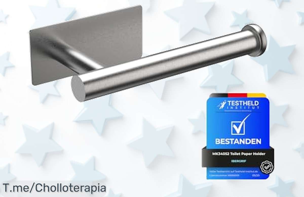 Portarrollos autoadhesivo Ibergrif acero inoxidable súper resistente sin taladros un ofertón con descuento brutal precio loco que no puedes dejar pasar corre antes que vuele