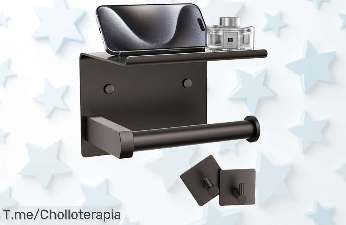 Portarrollos súper resistente con estante y ganchos a precio loco Aprovecha este super chollo Nunca visto y transforma tu baño ya antes que se acabe el descuento brutal