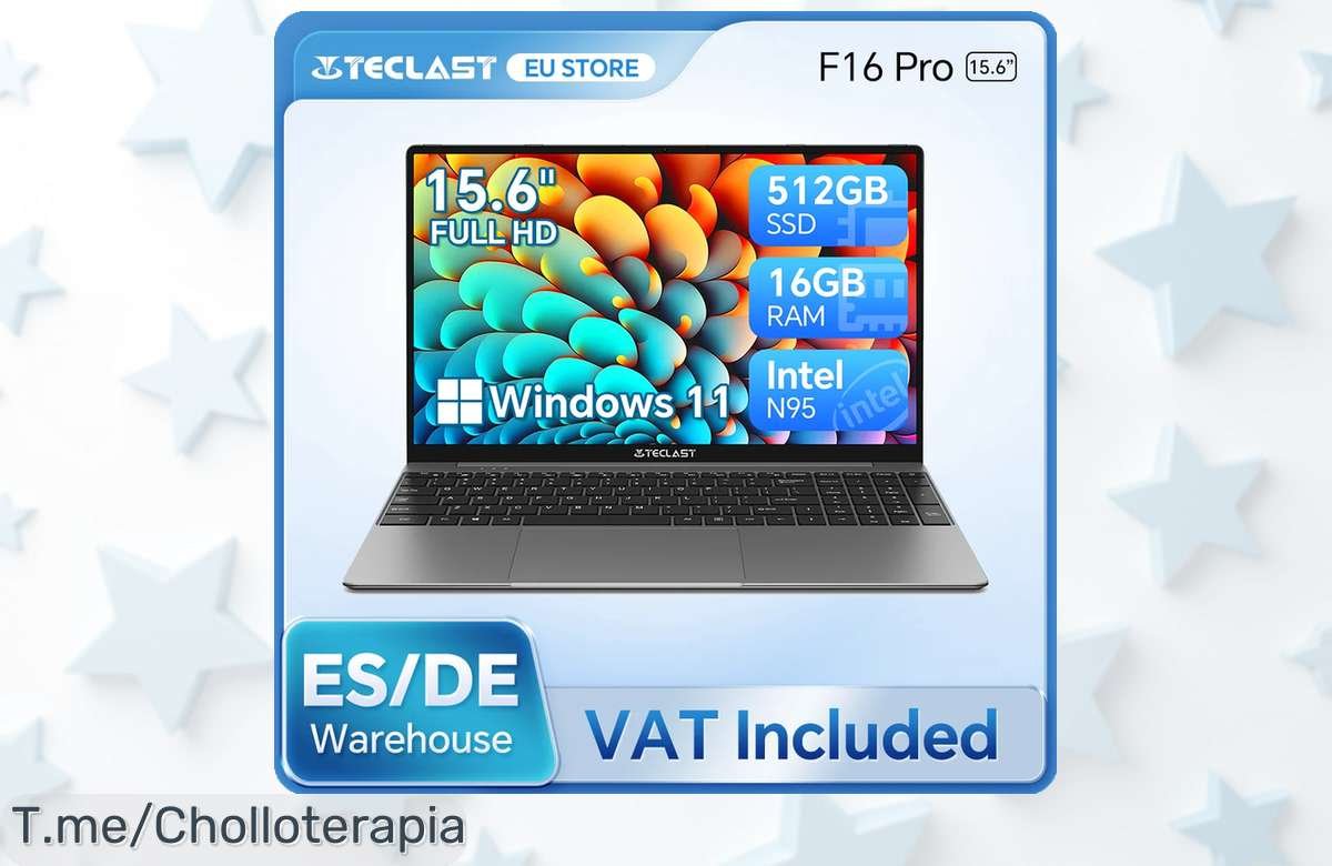 Portátil TECLAST F16Pro 15.6” rápido y potente con 16GB RAM pantalla Full HD aprovecha este ofertón con descuento brutal precio loco que vuela ¡compra ya!