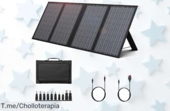 Powkey panel solar portátil 60W con USB C y doble QC30 carga rapidísima resistente al agua súper chollo precio loco oferta limitada corre que vuelan las unidades