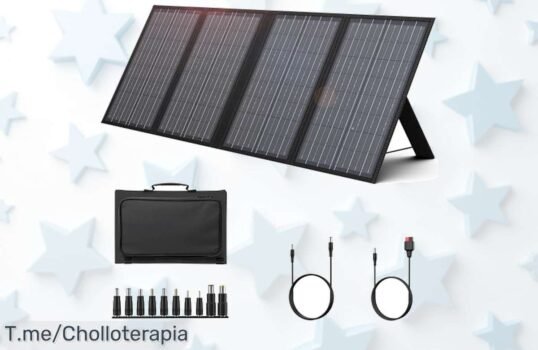 Powkey panel solar portátil 60W con USB C y doble QC30 carga rapidísima resistente al agua súper chollo precio loco oferta limitada corre que vuelan las unidades