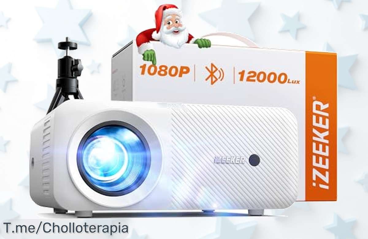 Proyector portátil con trípode y 12000 lúmenes imagen nítida en pantalla gigante de 250 super chollo nunca visto descuento brutal oferta limitada corre que vuela