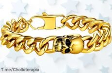 Pulsera calavera hombre acero 316L diseño gótico con brillo top oferta nunca vista precio de ganga descuento brutal aprovecha este super chollo limitado ya
