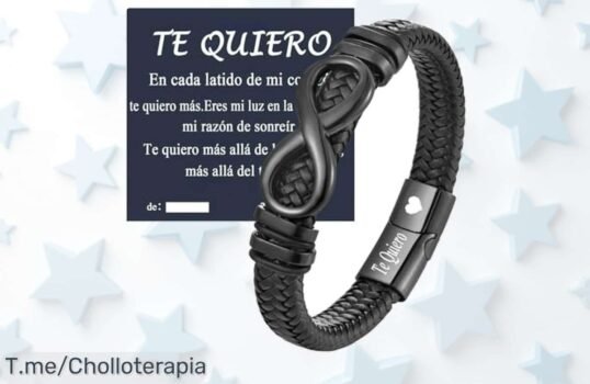 Pulsera de cuero auténtico con cierre magnético seguro y grabado te quiero disfruta un precio loco nunca visto esta oferta es un super chollo déjalo no escapar compra ya
