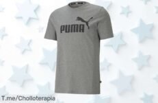 Puma Ess Logo Tee gris para hombre calidad premium que aguanta todo con un precio de ganga nunca visto aprovecha este ofertón brutal limita tu compra ¡corre ya!