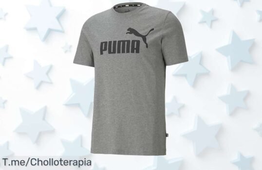 Puma Ess Logo Tee gris para hombre calidad premium que aguanta todo con un precio de ganga nunca visto aprovecha este ofertón brutal limita tu compra ¡corre ya!