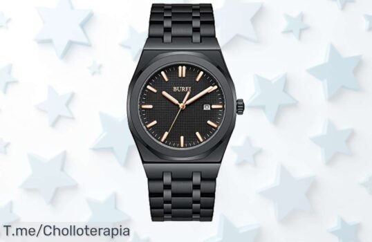 Reloj clásico BUREI con precisión japonesa en acero inoxidable resistencia al agua un ofertón nunca visto y descuento brutal precio loco corre que vuelan las unidades