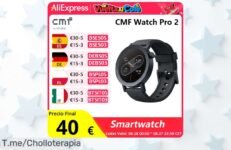 Reloj inteligente con llamadas Bluetooth y GPS multisistema pantalla AMOLED 132 cmf watch pro 2 descuento brutal nunca visto precio de ganga actúa ahora unidades limitadas