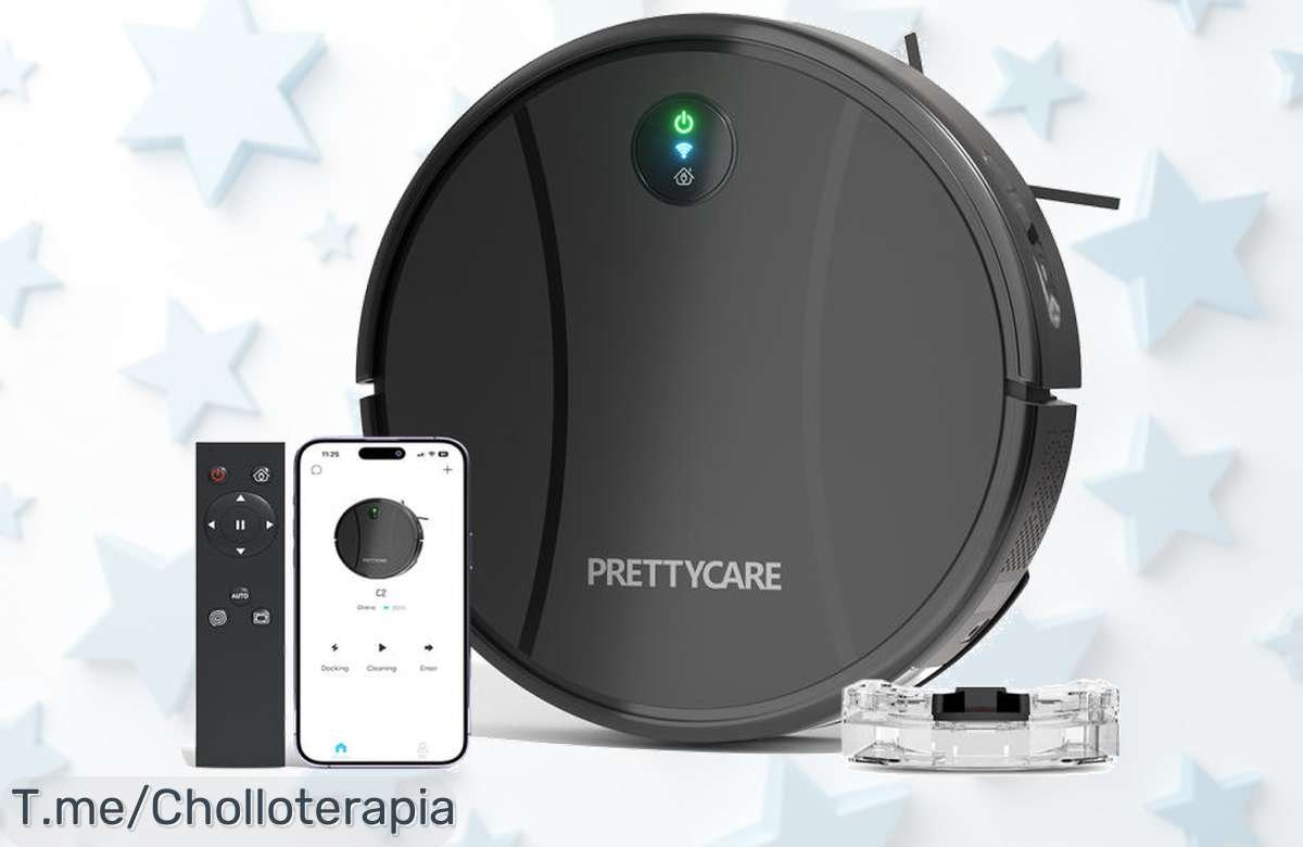 Robot aspirador PrettyCare C2 con potencia brutal que aspira, barre y friega para dejar tu casa impecable super chollo de precio loco solo por tiempo limitado ¡No lo dejes escapar!