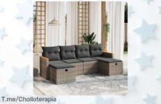 Secoli sofá de ratán jardín 6 piezas con cojines gris super chollo y descuento brutal aprovecha este ofertón de precio loco ahora o nunca que vuelan las unidades