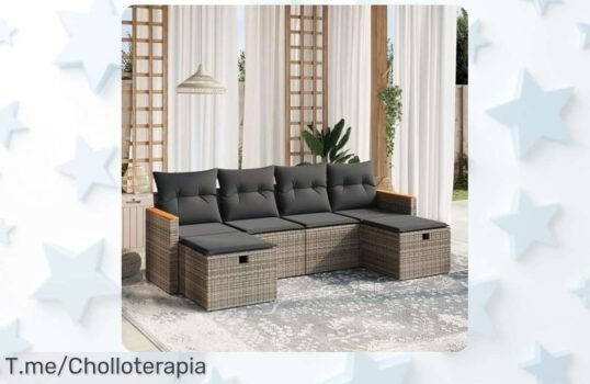 Secoli sofá de ratán jardín 6 piezas con cojines gris super chollo y descuento brutal aprovecha este ofertón de precio loco ahora o nunca que vuelan las unidades