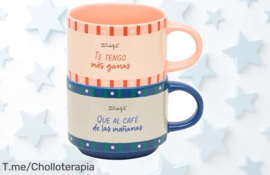 Set de 2 tazas apilables mr wonderful con mensaje de amor que conquista precio loco y descuento brutal nunca visto aprovecha este ofertón limitado ¡compra ya!