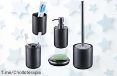 Set de baño 5 piezas acero inox súper resistente y moderno con precio loco nunca visto para tener tu baño ordenado corre que es un descuentazo limitado