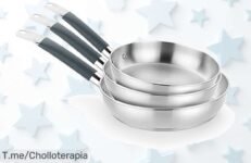 Set de sartenes BRA acero inoxidable con fondo triple que reparte el calor como un pro super chollo con descuento brutal precio loco y oferta limitada ¡Corre antes que vuelen!