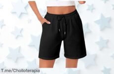 Shorts deportivos mujer con cintura alta y bolsillos XXL a un precio loco nunca visto disfruta del super chollo que te hará lucir espectacular ¡oferta limitada actúa ya!