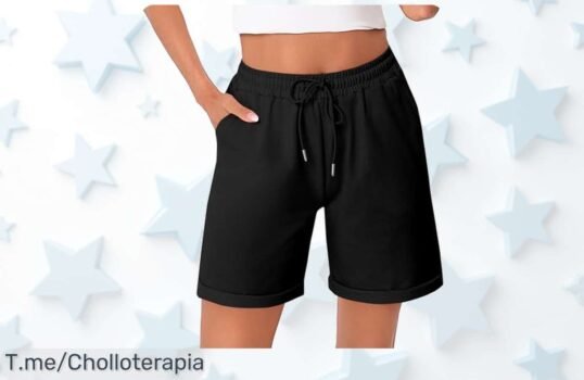 Shorts deportivos mujer con cintura alta y bolsillos XXL a un precio loco nunca visto disfruta del super chollo que te hará lucir espectacular ¡oferta limitada actúa ya!
