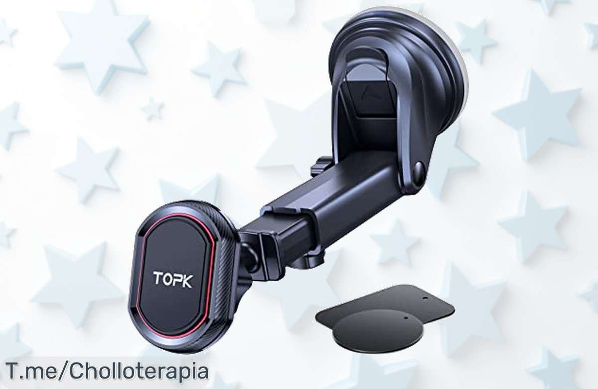 Soporte magnético para coche con giro 360 y ventosa super potente ofrece sujeción segura hasta en baches aprovecha este descuento brutal ¡ofertón limitado corre ya!