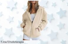Sudadera con capucha para mujer diseño sólido y cremallera con un super chollo y descuento brutal nunca visto aprovecha esta oferta limitada precio loco que vuela ya