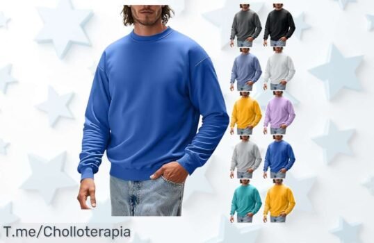 Sudadera sin capucha para hombre con diseño simple y versátil a precio loco aprovecha este ofertón nunca visto antes descuento brutal oferta limitada actúa ya