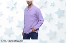 Sudadera suelta con solapa para hombre morada estilo casual con manga larga oferta nunca vista y descuento brutal aprovecha este super chollo precio loco limitado compra ya