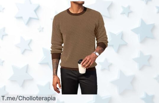 Suéter ligero para hombre con tela que no pierde forma un super chollo con descuento brutal y precio de ganga ideal para tu estilo compra ya antes que se acabe