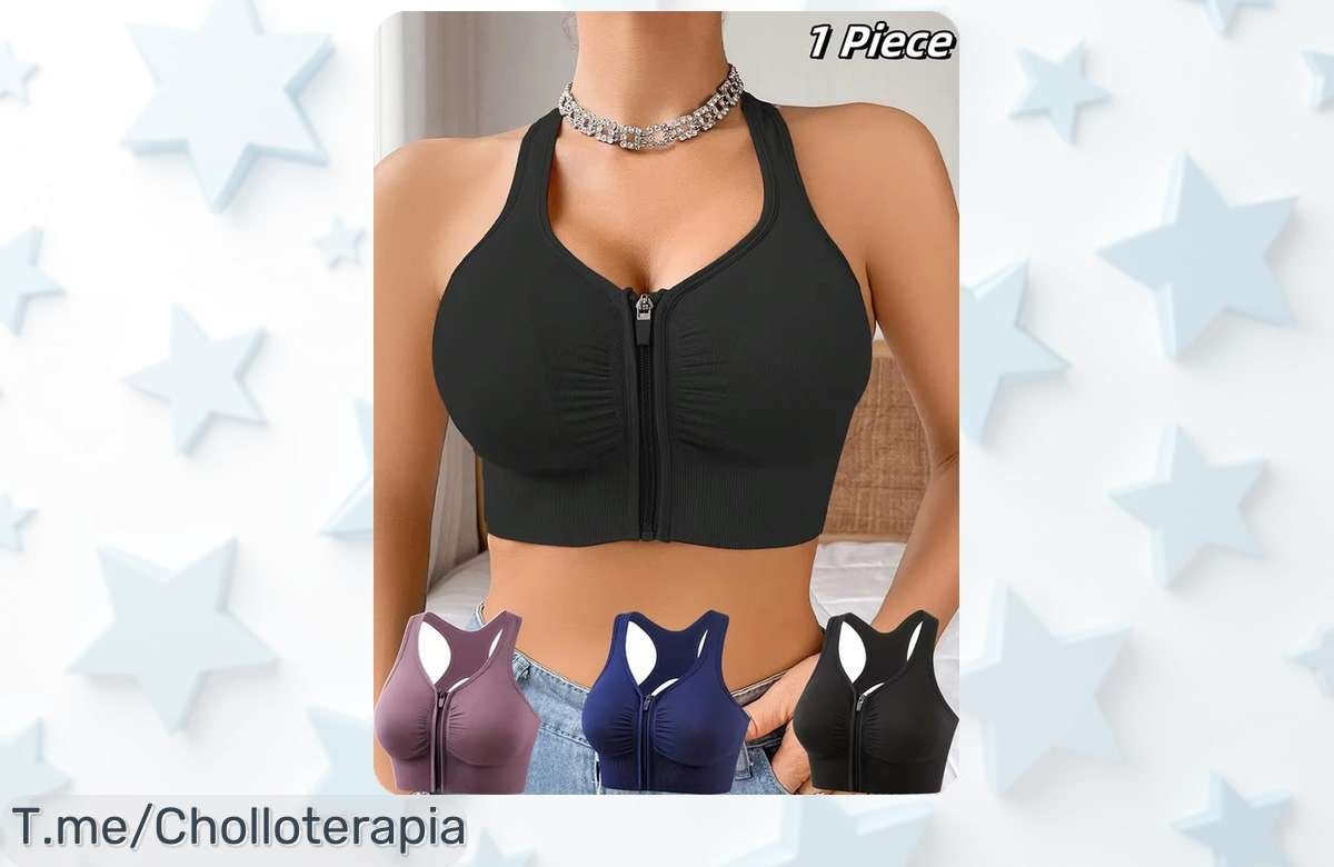 Sujetador deportivo con cremallera frontal único super chollo diseño exclusivo para yoga y gimnasio aprovecha este descuento brutal precio de ganga oferta nunca vista compra ya antes que se acabe
