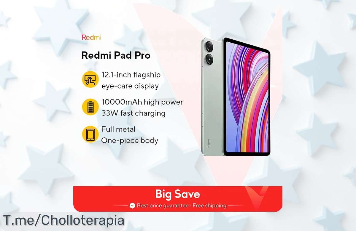 Tablet Xiaomi Redmi Pad Pro con pantalla 25K y 120Hz para ver todo increíble disfruta batería gigante y carga rápida aprovecha este súper chollo precio de ganga oferta limitada compra ya
