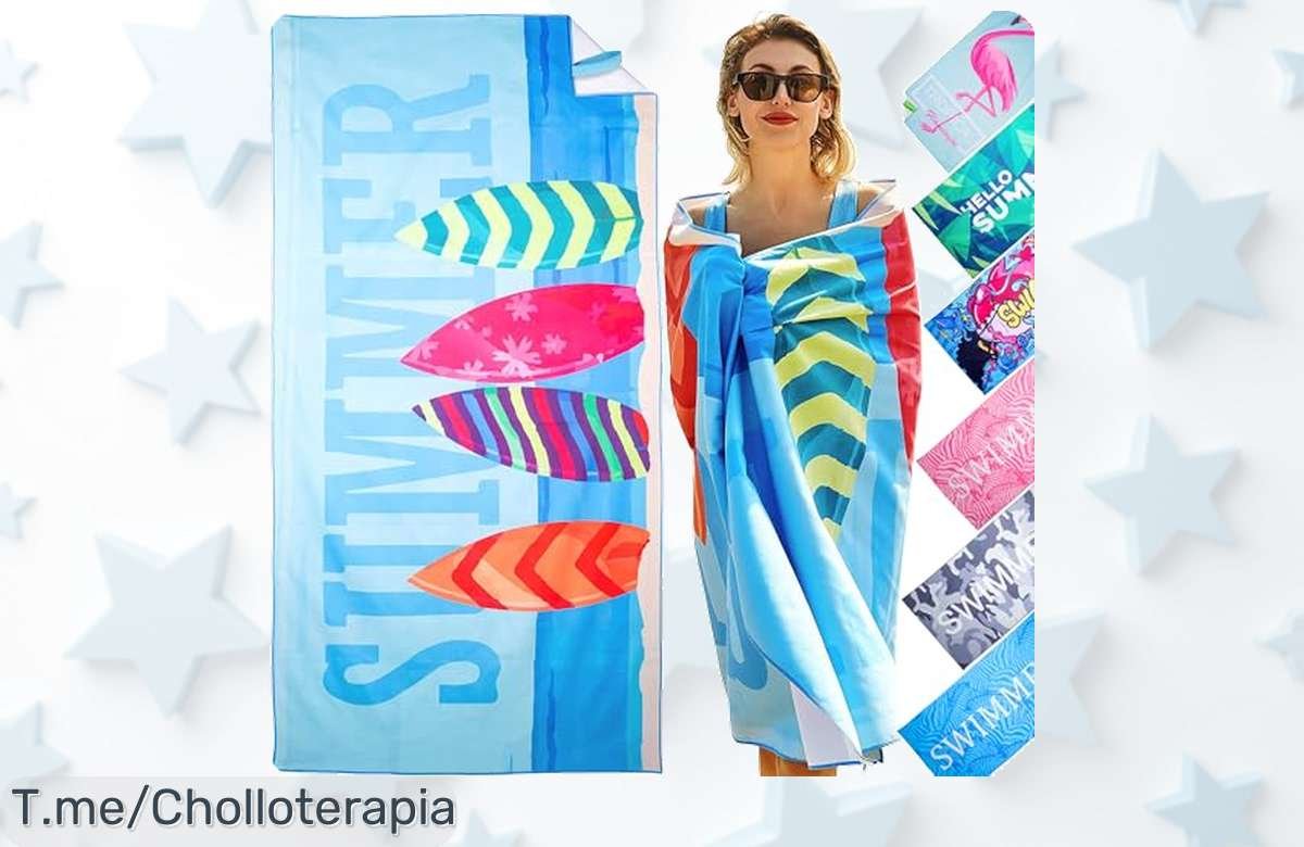 Toalla playa microfibra gigante que se seca en un instante no lleva arena y su ligereza es brutal aprovecha este super chollo con descuento nunca visto corre ya compra hoy