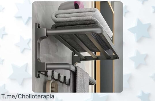 Toallero sin taladrar con 5 ganchos súper resistente en oferta brutal y precio loco que no volverás a ver compra ya este super chollo antes de que se agote