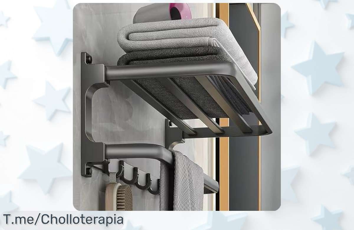 Toallero sin taladrar con 5 ganchos súper resistente en oferta brutal y precio loco que no volverás a ver compra ya este super chollo antes de que se agote