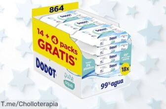 Toallitas para bebé Dodot Pure Aqua 864 unidades con 99% agua ultra suaves cuidado natural y sin irritaciones un súper chollo precio loco solo hoy corre antes que se agote