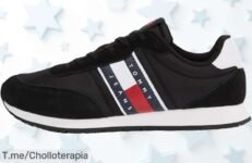 Tommy Jeans Runner negro talla 44 con estilo ochentero y ajuste perfecto a un precio loco nunca visto, aprovecha este ofertón con descuento brutal que vuela ¡compra ya!