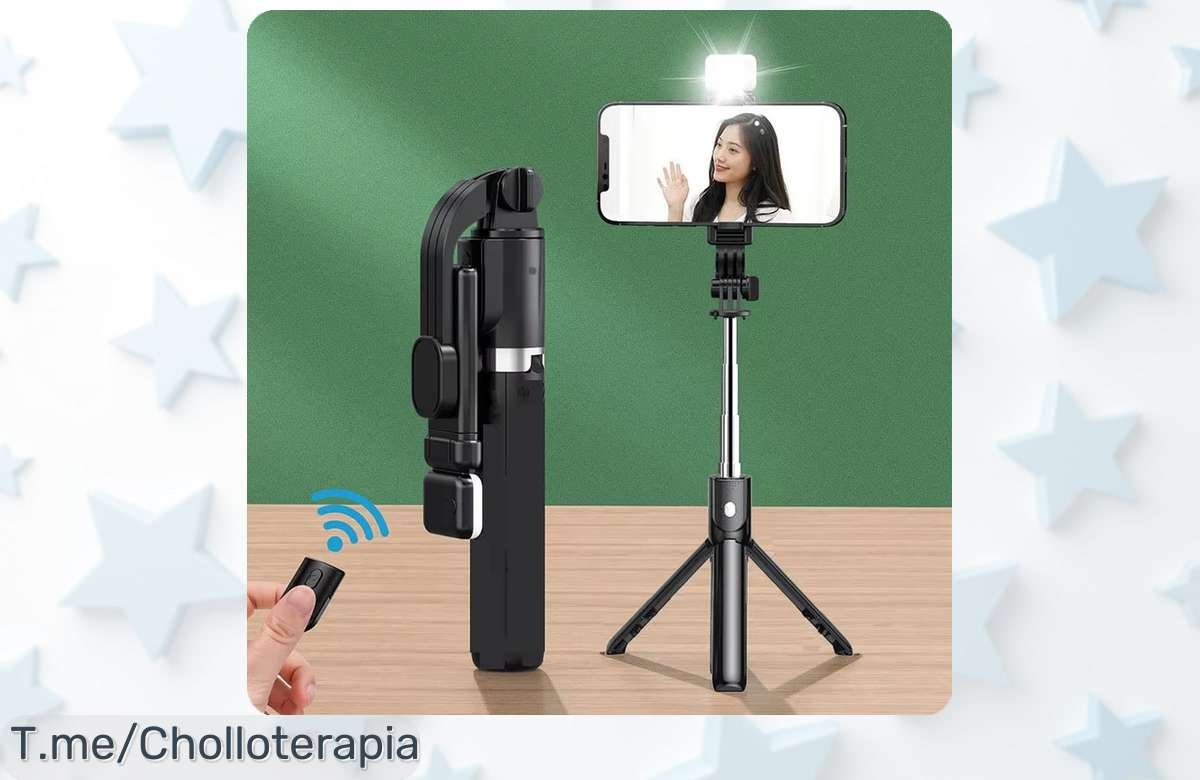 Trípode selfie inalámbrico con luz y Bluetooth para fotos perfectas precio loco descuento brutal oferta única no dejes escapar este super chollo actúa ya